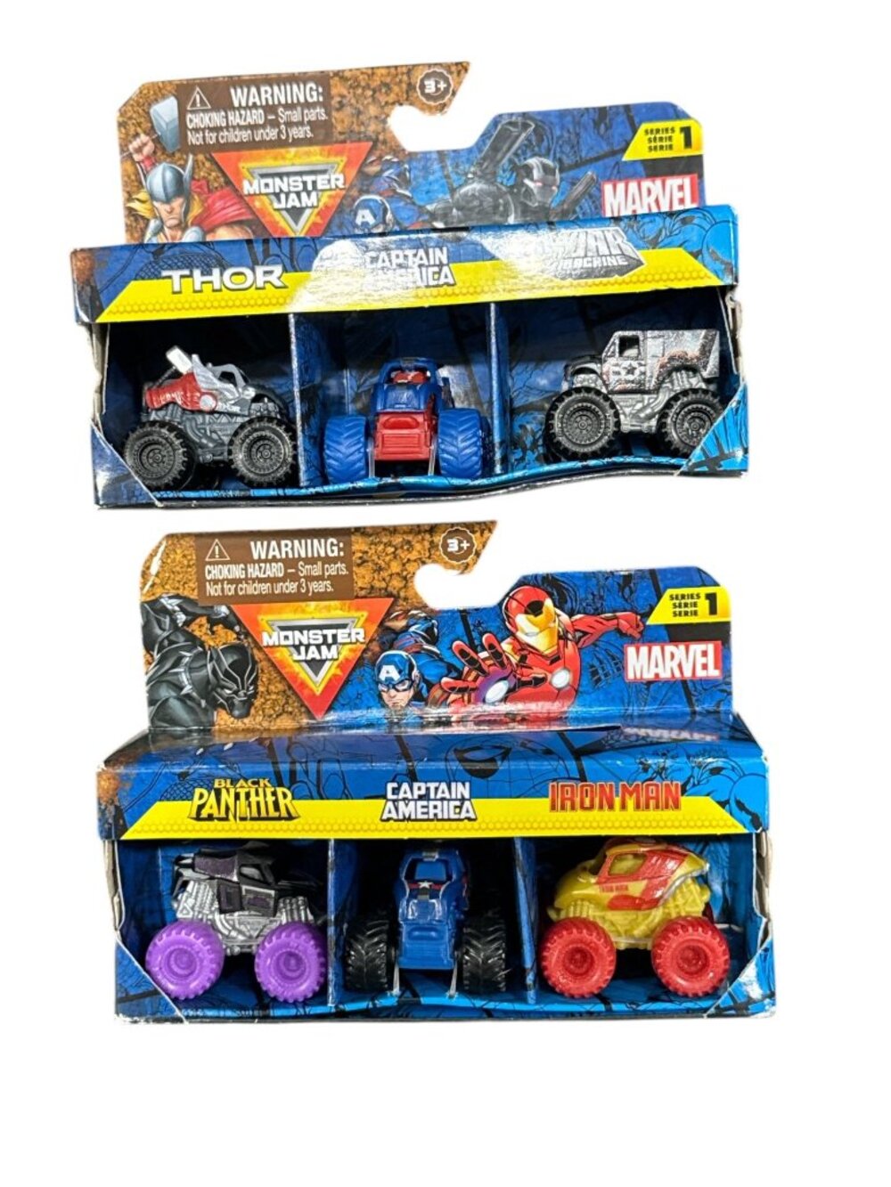 Monster Jam Marvel Mini Monster Trucks 2-Pack Series 1 Featuring Black Panther,